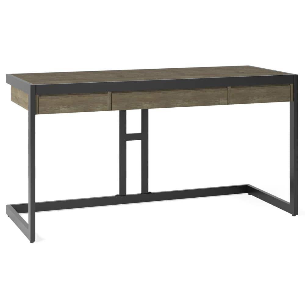 Erina Solid Acacia Wood Industrial 60 in. Wide Writing Office Desk in...