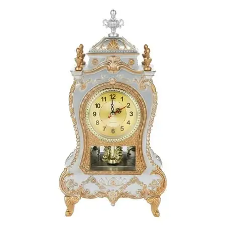 European Antique Clock,Vintage Table Desk Clock,Wall Clock With Pendulum Chimes for Home Office