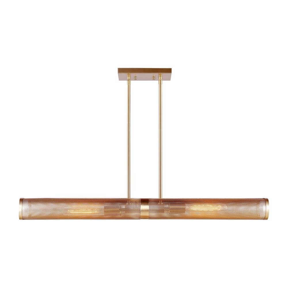 Exton 4-Light Satin Brass Indoor Chandelier with Satin Brass Steel Shades