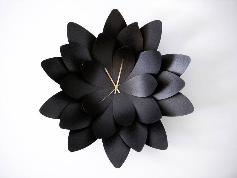 Extra Large lotus clock, Farmhouse Wall clock unique, Modern wall clock,