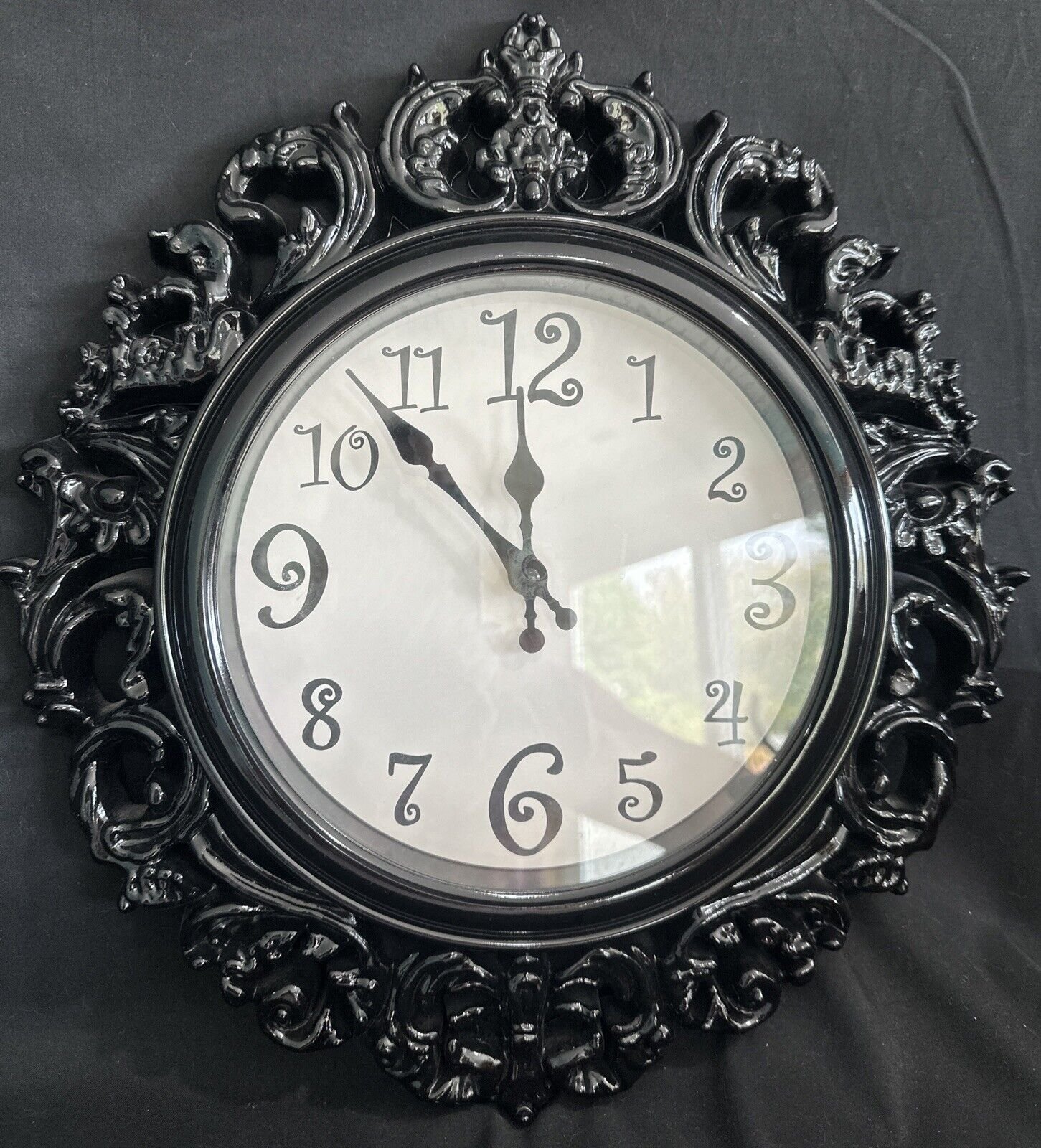 Fairytale Wall Clock Black Ornate Gothic 16"