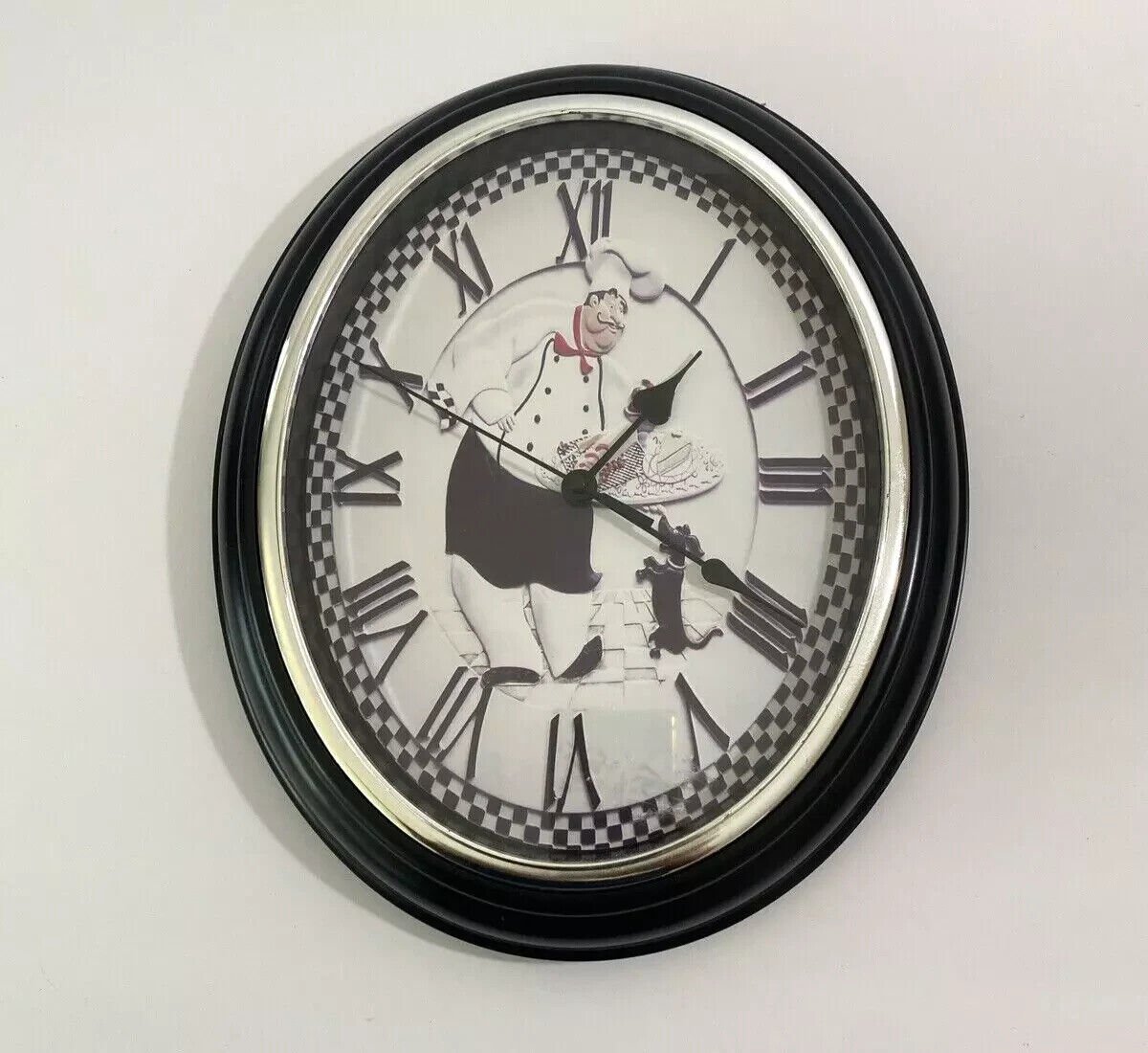 Fat Chef Italian Chef with Dog 12”X 9" Battery Operated Wall Clock Great Kitchen