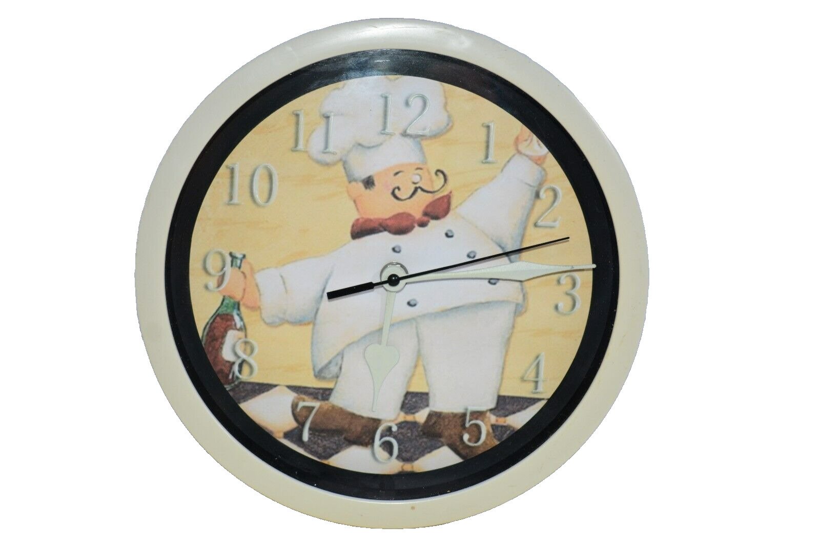 Fat Italian Chef Kitchen Wall Clock 9.5" Battery Operated, Used