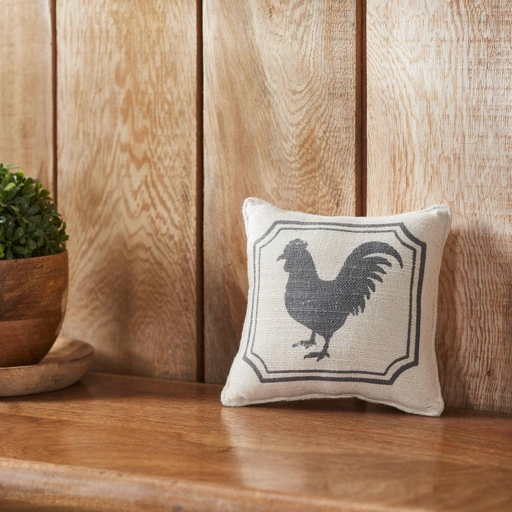 Finders Keepers Natural Crème, Steel Grey Farmhouse Rooster Silhouette 6 in. x...