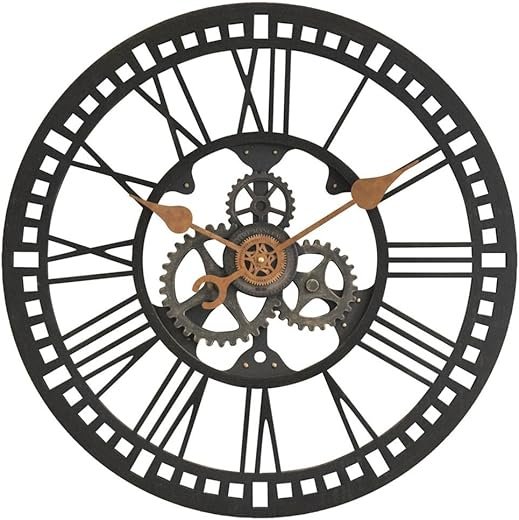 FirsTime & Co. Bronze Roman Gear Wall Clock, Large Vintage Decor for Living Room, Home Office, Round, Plastic, Farmhouse, 24 Inches