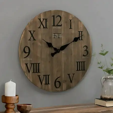 Firs Time & Co. Brown Rustic Barn Firs Time & Co. Brown Rustic Barn Wood Wall Clock, Rustic, Analog, 24 x 2 x 24 in image