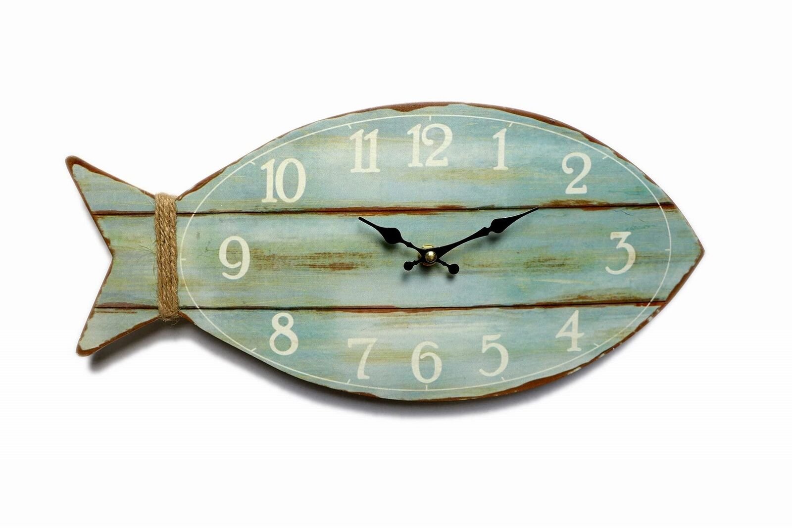 Fish Beach Wall Clock Silent Non-Ticking Wooden Wall Clocks Ocean Sea Theme