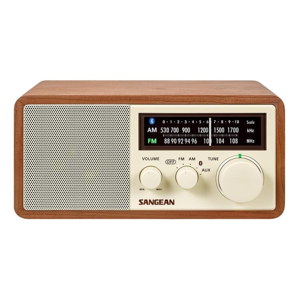 FM/AM/Aux-in/Bluetooth Wooden Cabinet Radio with USB Phone Charging Port