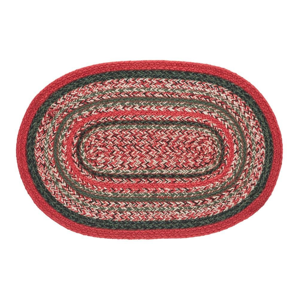 Forrester Indoor/Outdoor 13 in. x 19 in. Red Green Cream Oval PET...