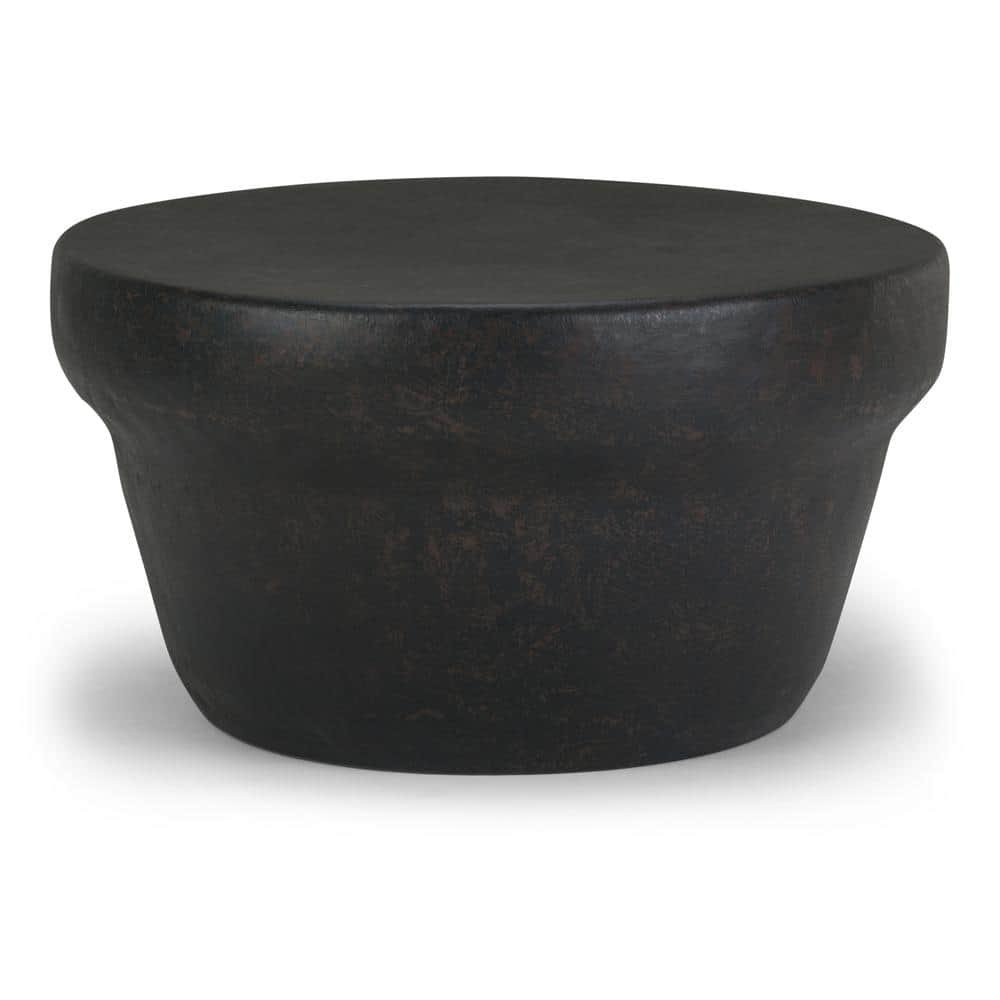 Garvy Industrial 33 in. Rustic Bronze Round Metal Top Coffee Table