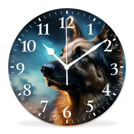 generic 10 inch Round Wall Clock,German Shepherd Dog Vintage Elegant Design,Silent Non Ticking Wall