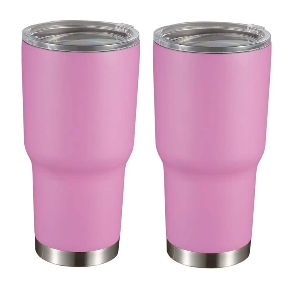 Geneva 30 oz. 2-Piece Pink Double Wall Stainless Steel Tumbler
