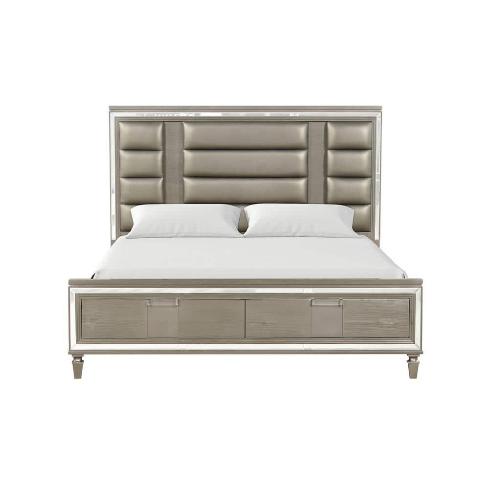 Genoa Gunmetal Gray Wood Frame Queen Panel Bed
