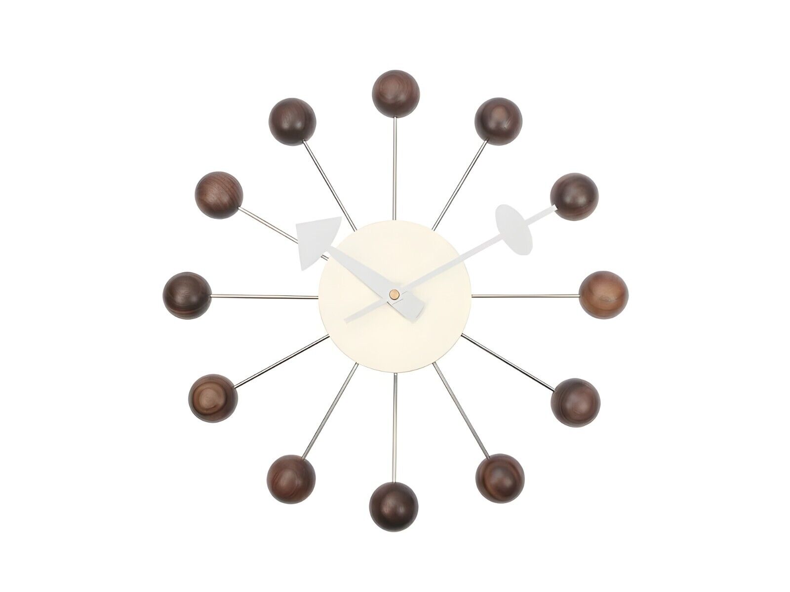 "George Nelson Ball Clock - Walnut Wall Clock, New Reproduction from India"