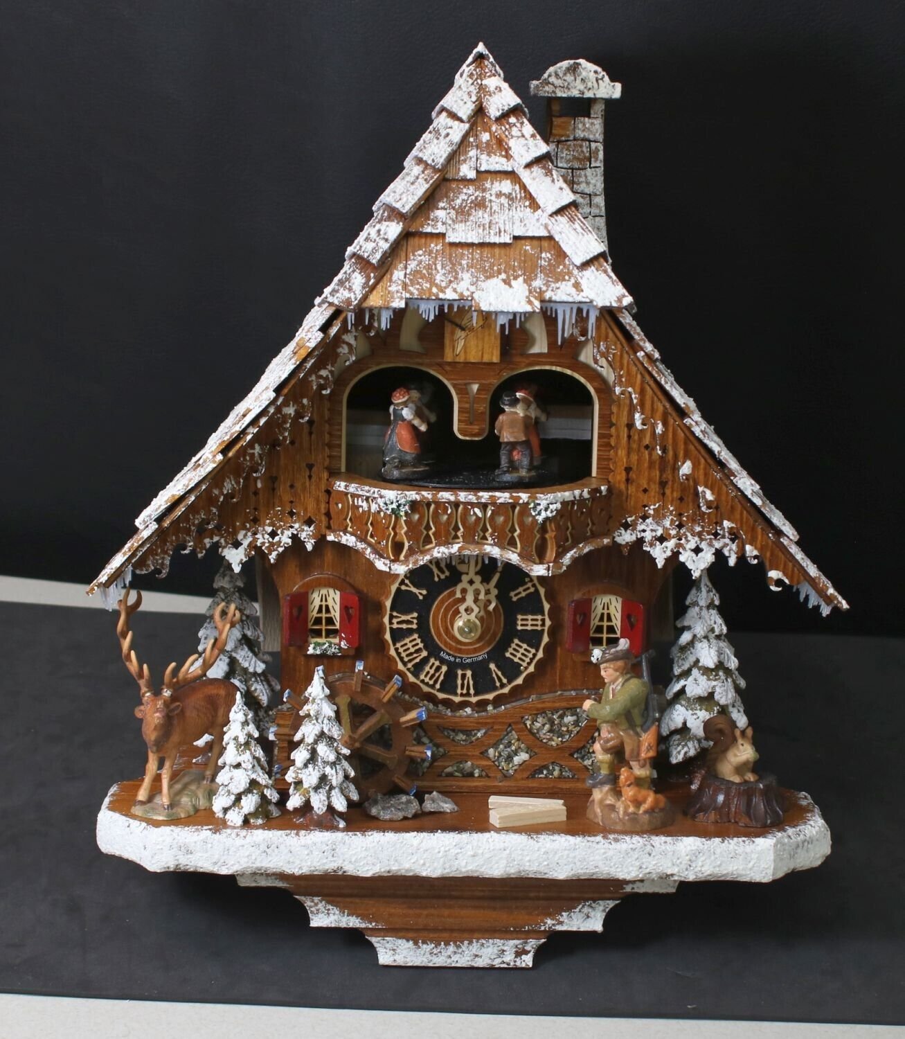 German Cuckoo Clock 1-Day-Movement Winter Chalet-Style ~ Authentic Black Forest