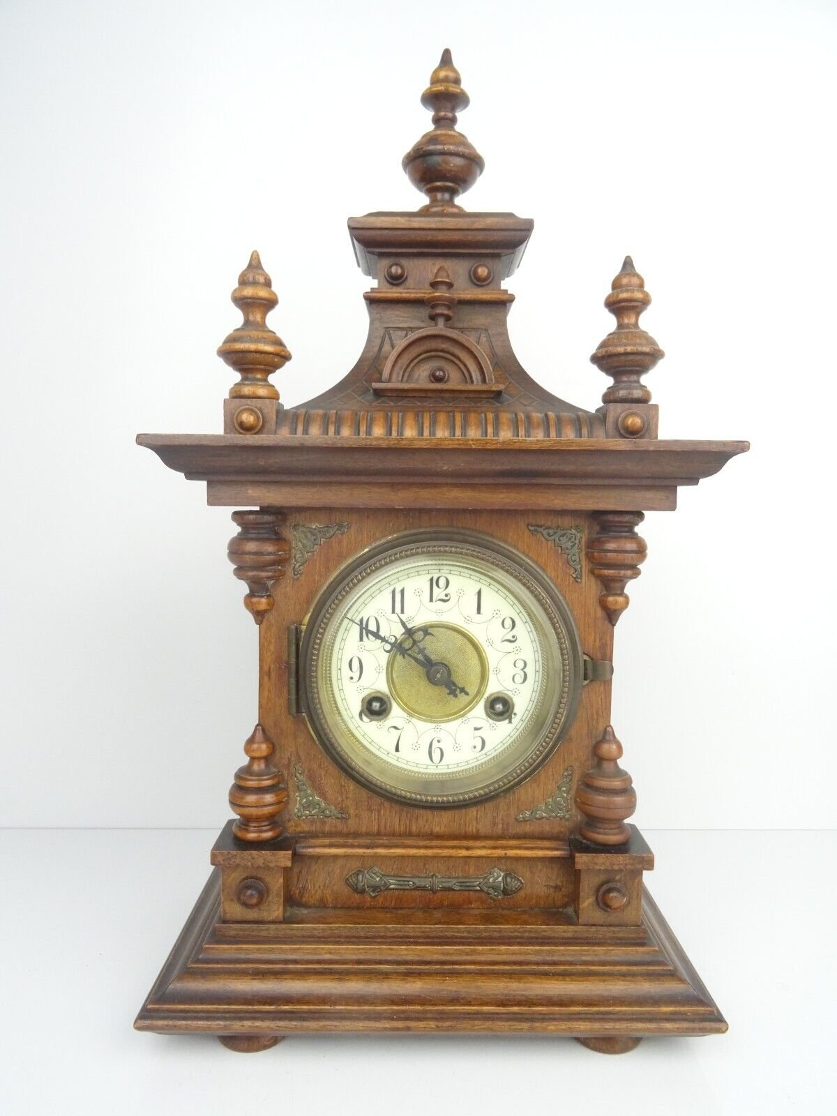 German JUNGHANS Castle Antique 1920s Mantel Bracket Clock 8 Day
