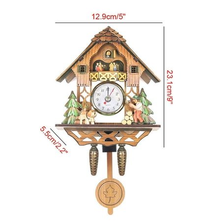 Germany Forest Clock Wooden Wall Clock Set With Pendulum Black US