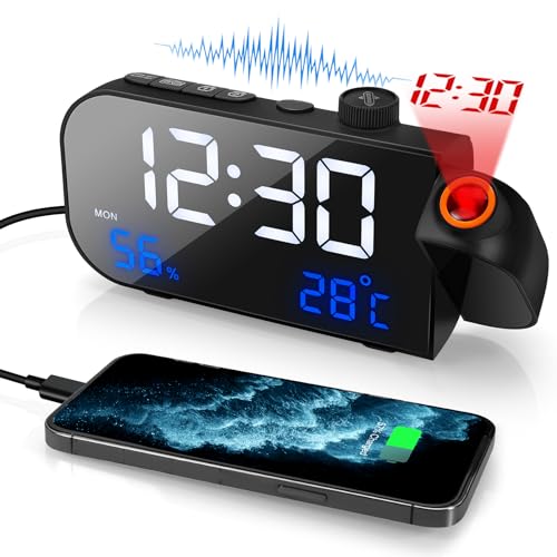 Grathia Projection Alarm Clock for Bedroom, Digital Clocks with FM Radio Voice Controlled Alarm photo Grathia Projection Alarm Clock for Bedroom, Digital Clocks with FM Radio Voice Controlled Alarm
