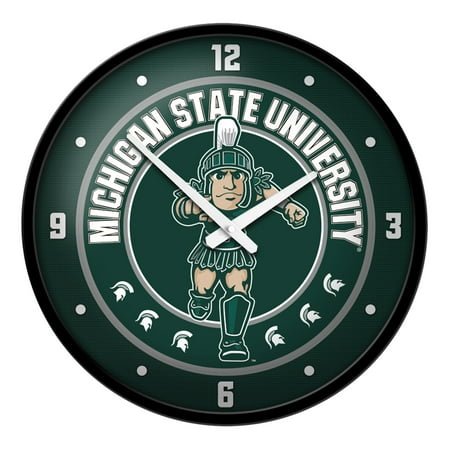 Green Michigan State Spartans Mascot Modern Disc Wall Clock