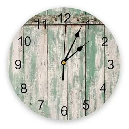 Green Vintage Wood Grain Bedroom Wall Clock Large Modern Kitchen Dinning Round Wall Clocks Watches