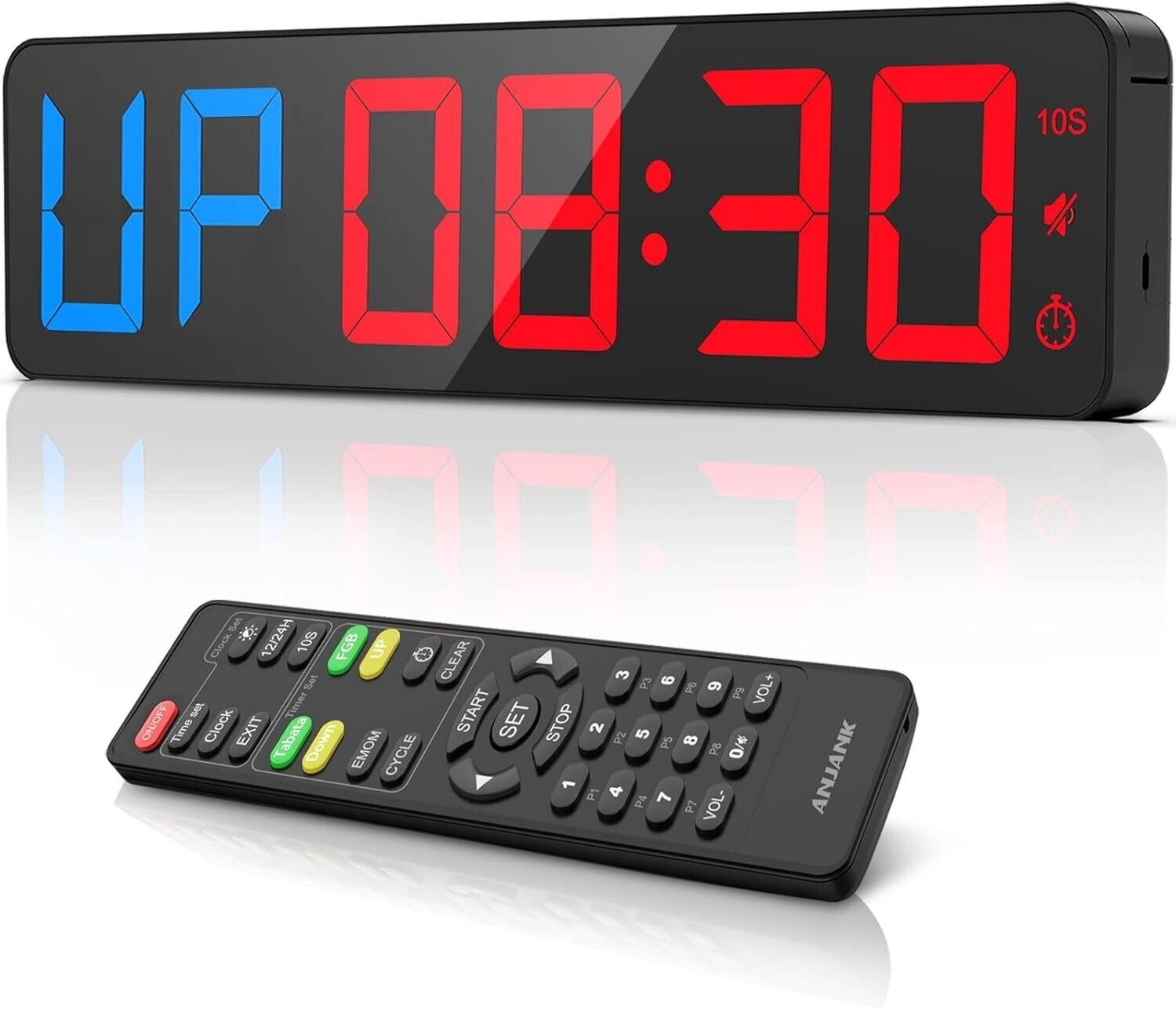 Gym Timer 15" Large LED Display Wall Clock | Interval Workout | Count Down & ...