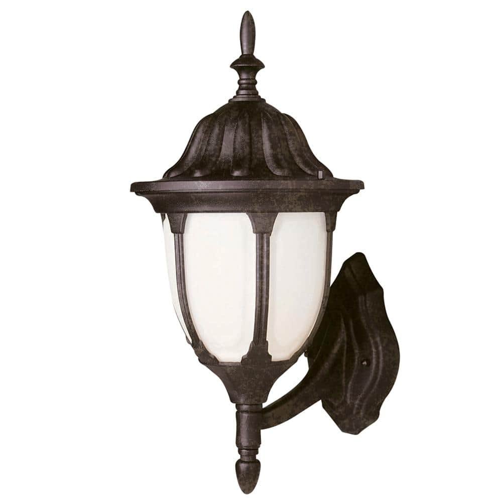 Hamilton 19 in. 1-Light Rust Coach Outdoor Wall Light Fixture with White...