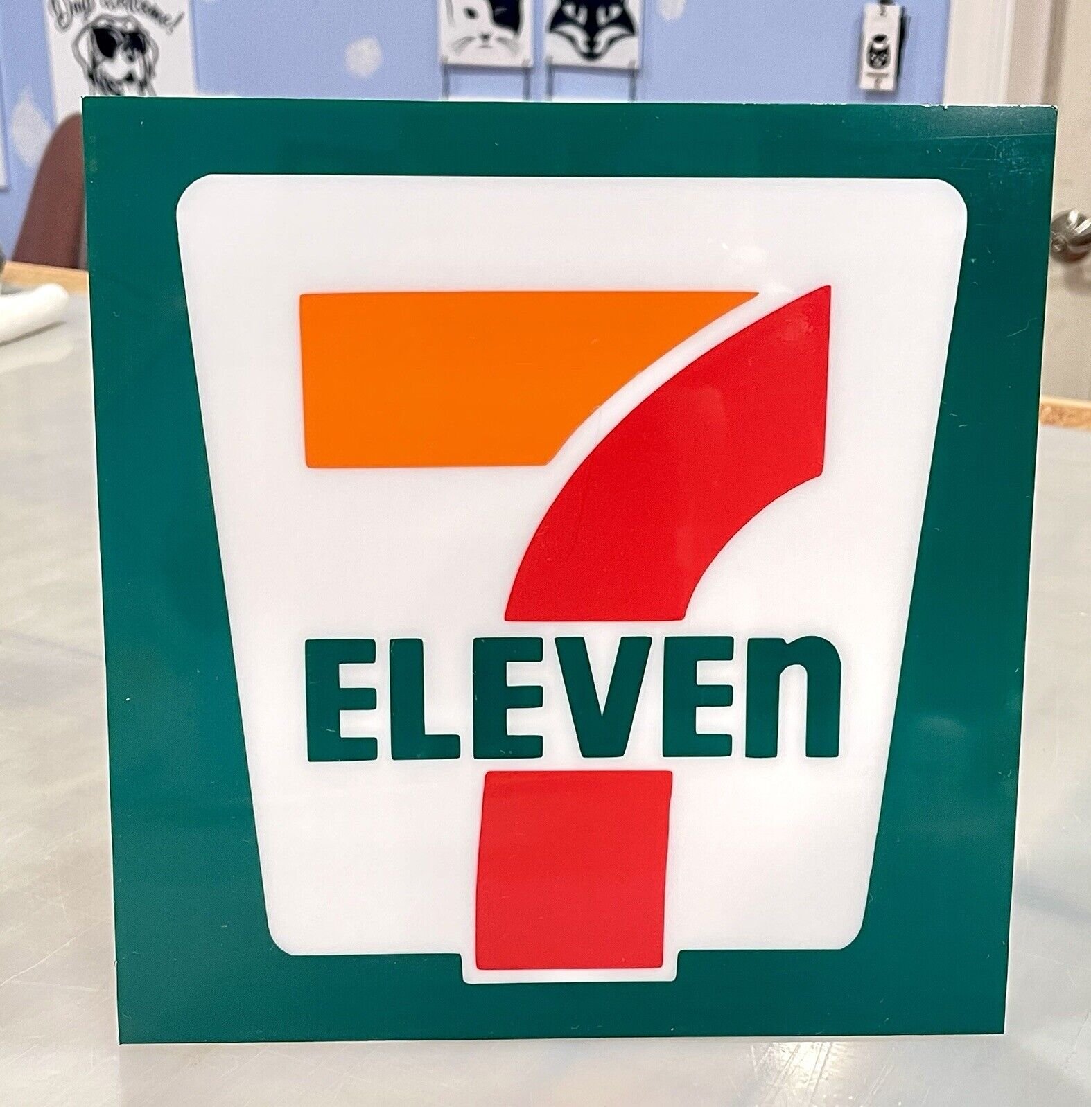 HANDMADE 7-11 Sign On 10”x10”x5mm Gloss White Acrylic-8” & 12” Avail. FREE SHIP