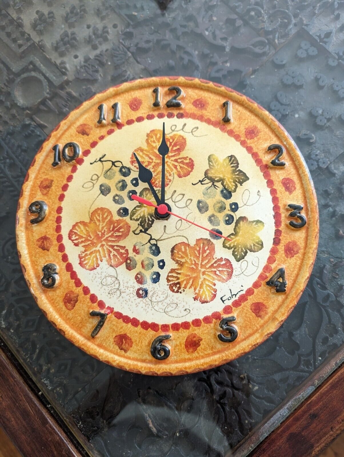 Handpainted Italian Ceramic Wall Clock Tuscany