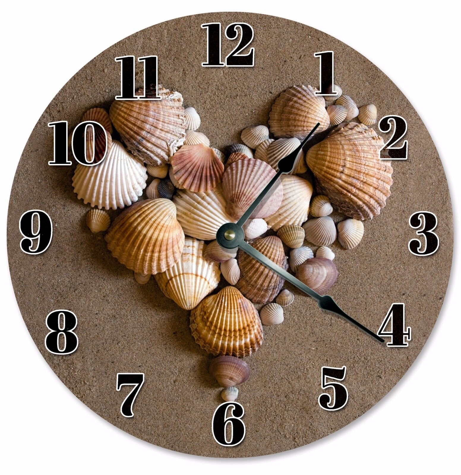 HEART SHAPED SHELLS Clock - Large 10.5" Wall Clock - 2102