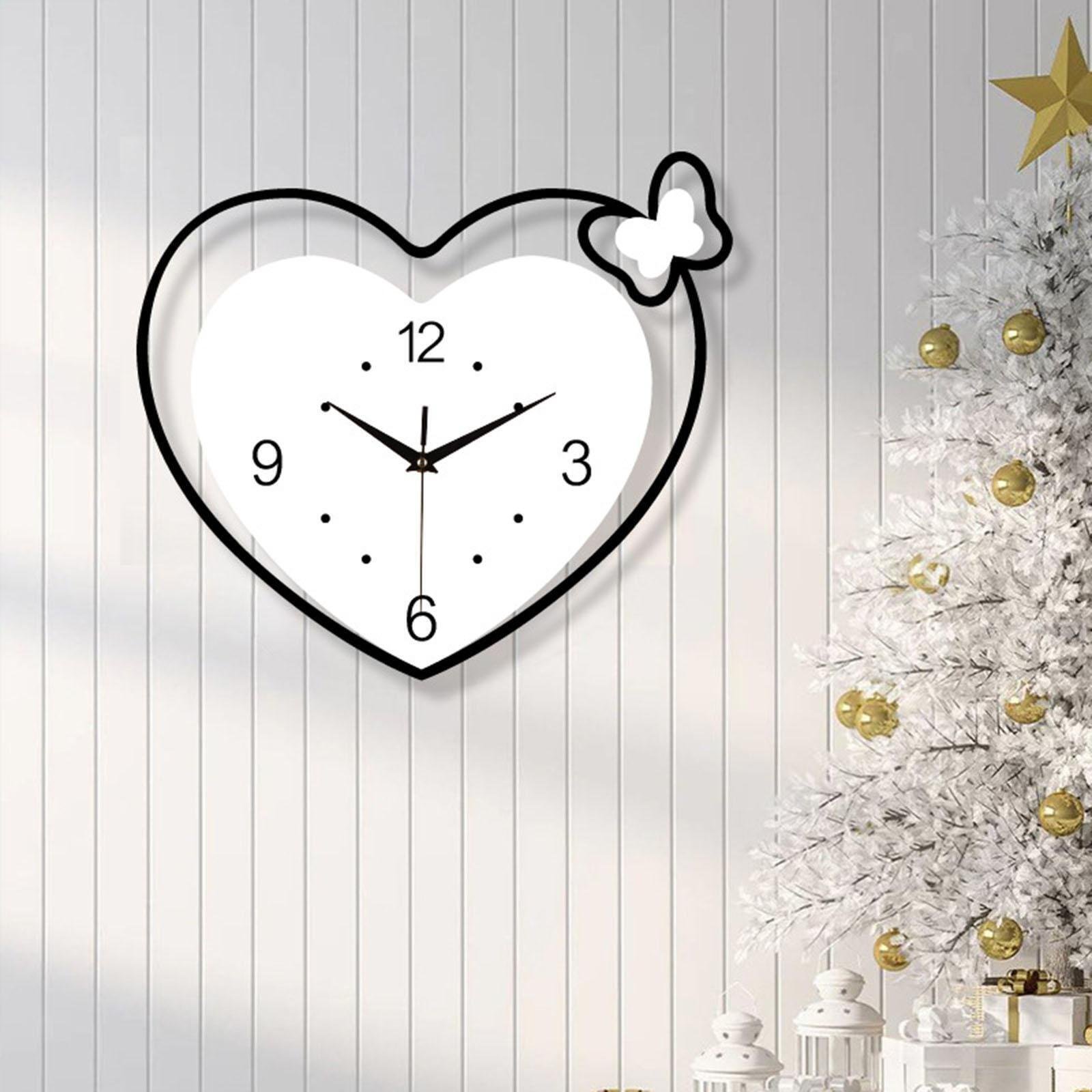 Heart Shape Wall Clock Modern Hanging Ornament Silent Acrylic Clock Decoration