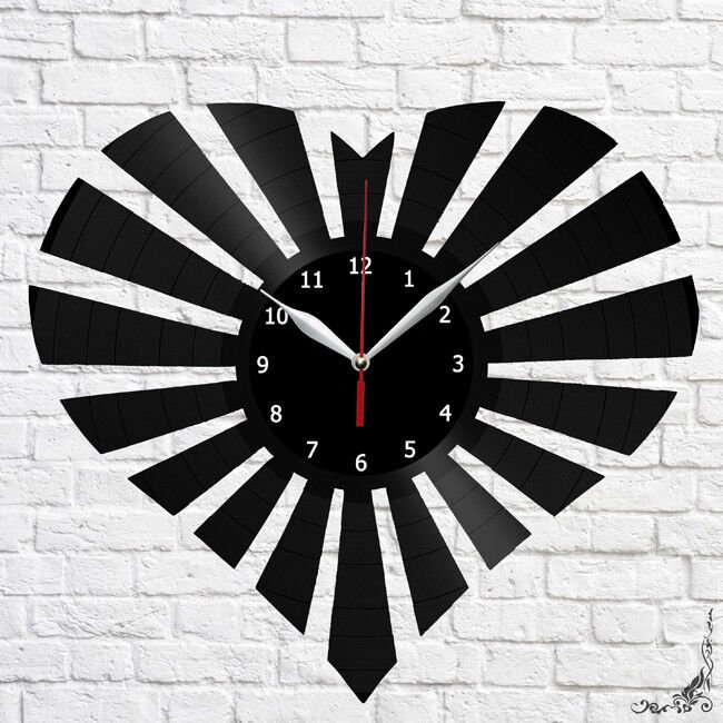 Heart Vinyl Record Wall Clock Decor originl Gift Valentine`s Day 12" 30cm 142