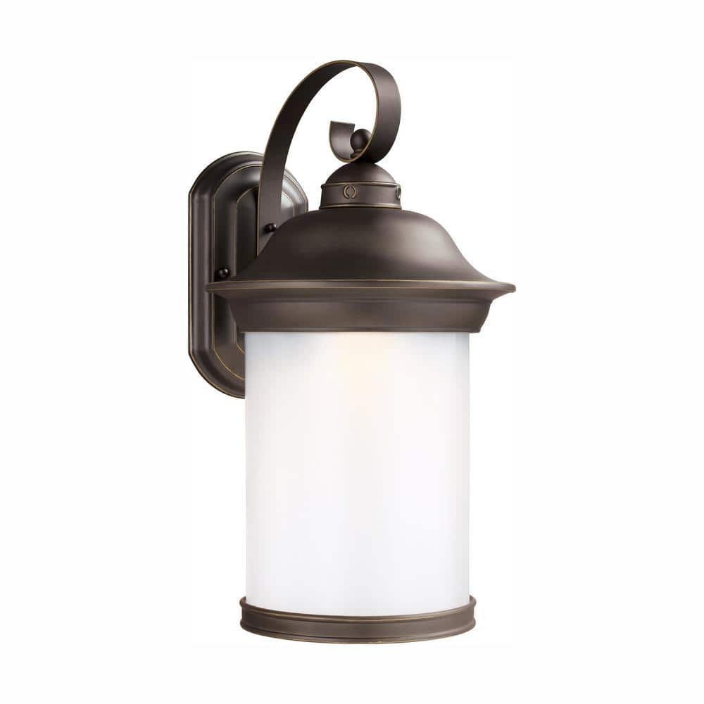 Hermitage 1-Light Antique Bronze Outdoor 19.75 in. Wall Lantern Sconce with LED...