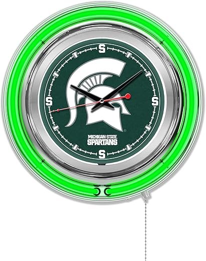 Holland Bar Stool Co. NCAA Unisex-Adult Double Neon Ring, 15 Dia. Logo Clock