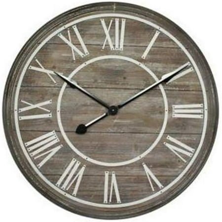 Home Decor Rustic Age Oversize Wall Clock In Wood - Multicolor