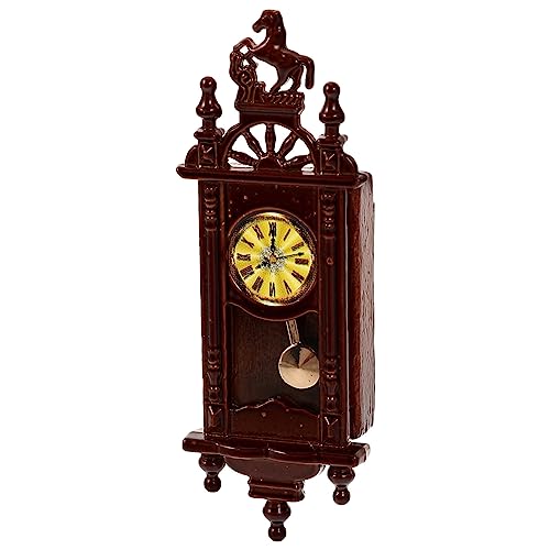 HOMSFOU Mini Dollhouse Furniture Dollhouse Wall Clock Decor Miniature Grandfather Clock Antique