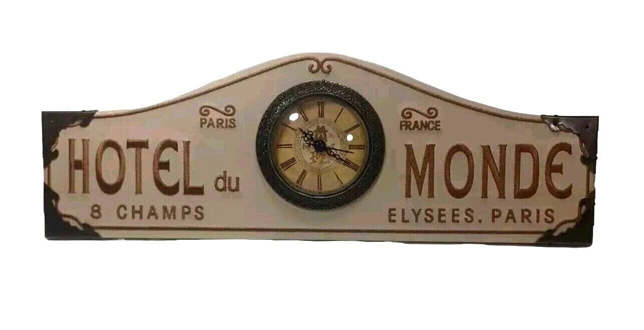 Hotel du Monde Paris France Unique & Beautiful Wall Clock Letters Are Stitched!