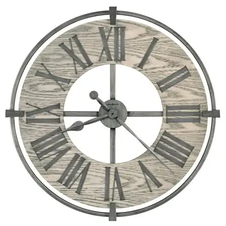 Howard Miller 625646 32 Diameter Eli Wrought Iron Analog Wall Mounted Clock Silver