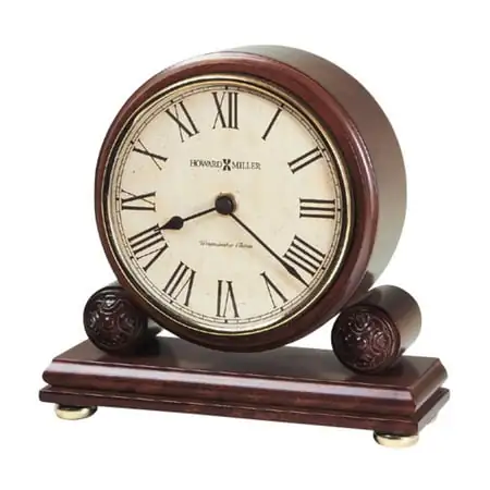 Howard Miller 635123 7 1 / 4 Howard Miller 635123 7 1 / 4 X 7 1 / 2 Redford Hardwood Analog Table Top Clock Windsor image