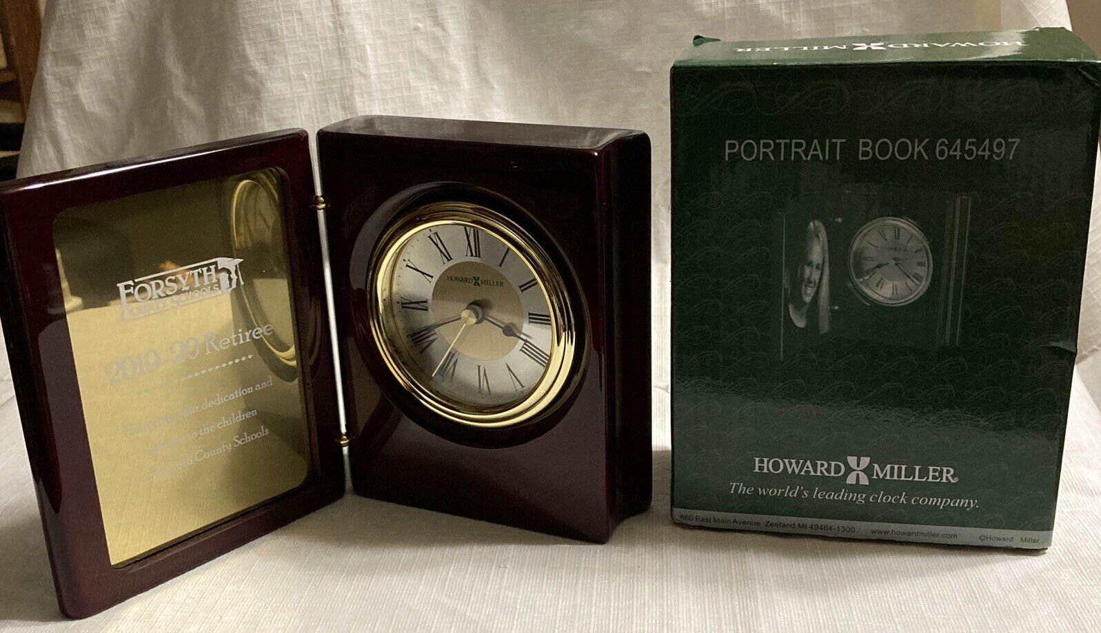 Howard Miller 645-497 Portrait Book Table or Desk Clock-Rosewood-NICE