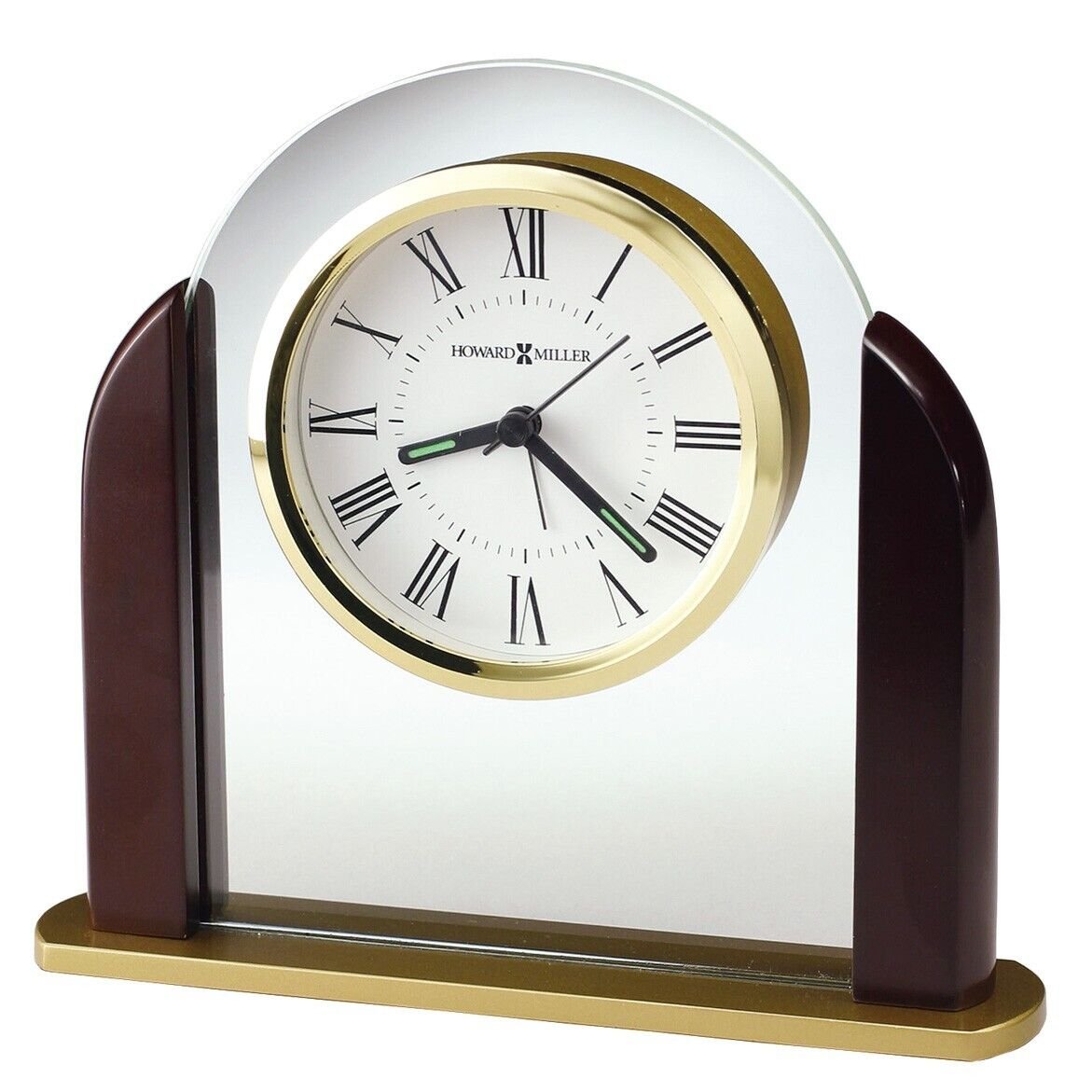 Howard Miller Derrick Table Clock 645602 Modern Glass Arch Quartz Alarm Clock