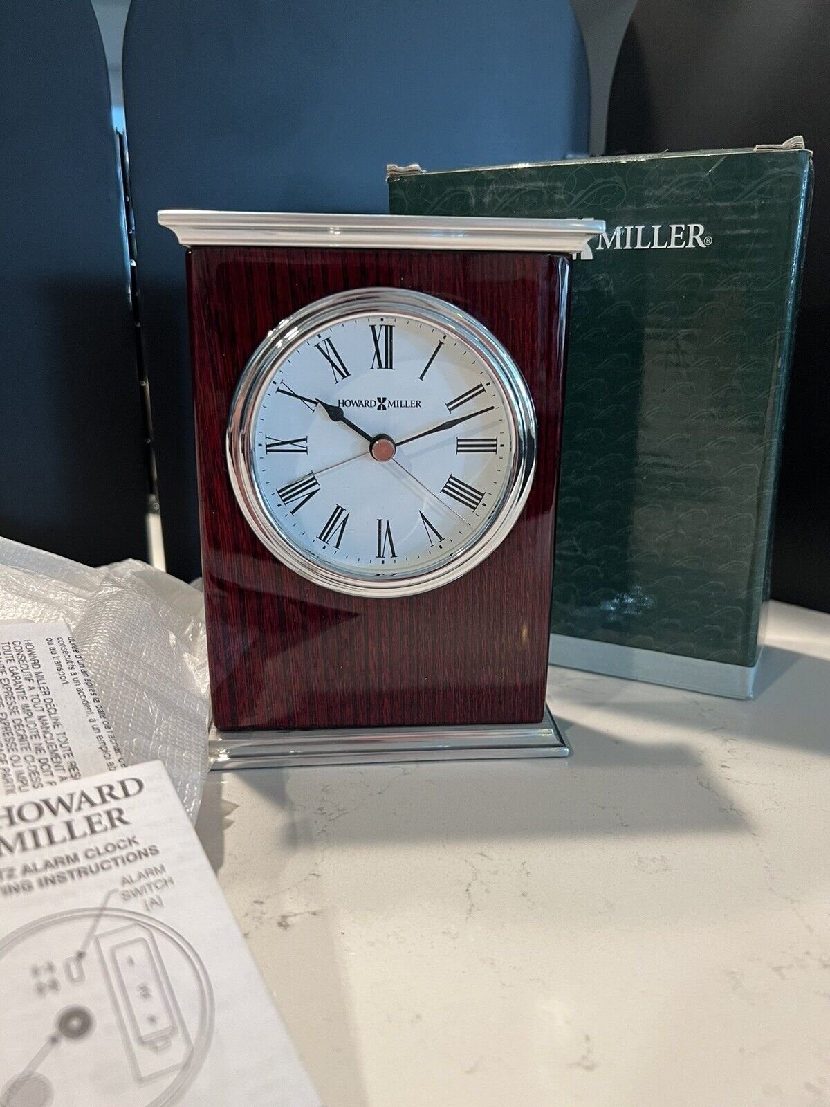 HOWARD MILLER HARDWOOD ANGLOG TABLE TOP CLOCK "KENTWOOD" 645-481 Rosewood