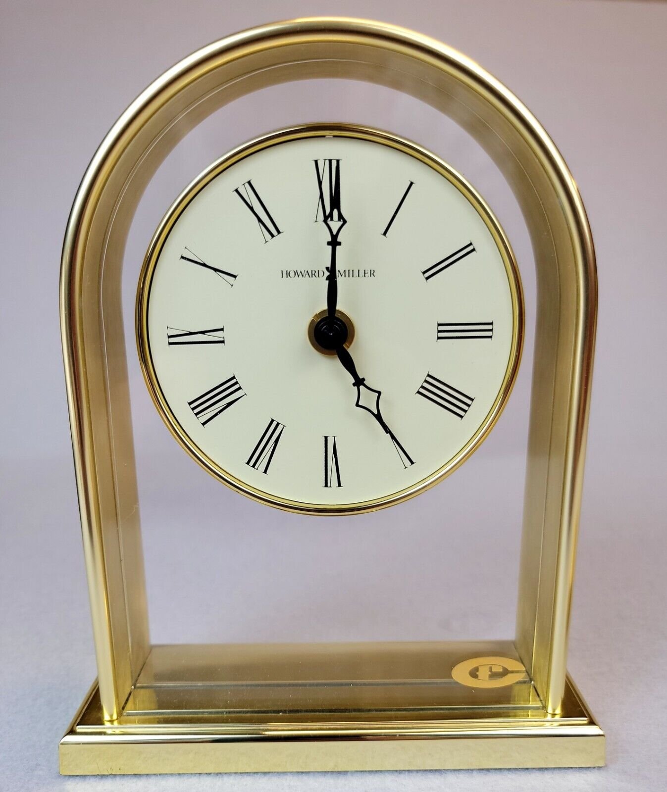Howard Miller Reminisce Table Desk Mantel Clock Polished Gold Brass Roman Numera
