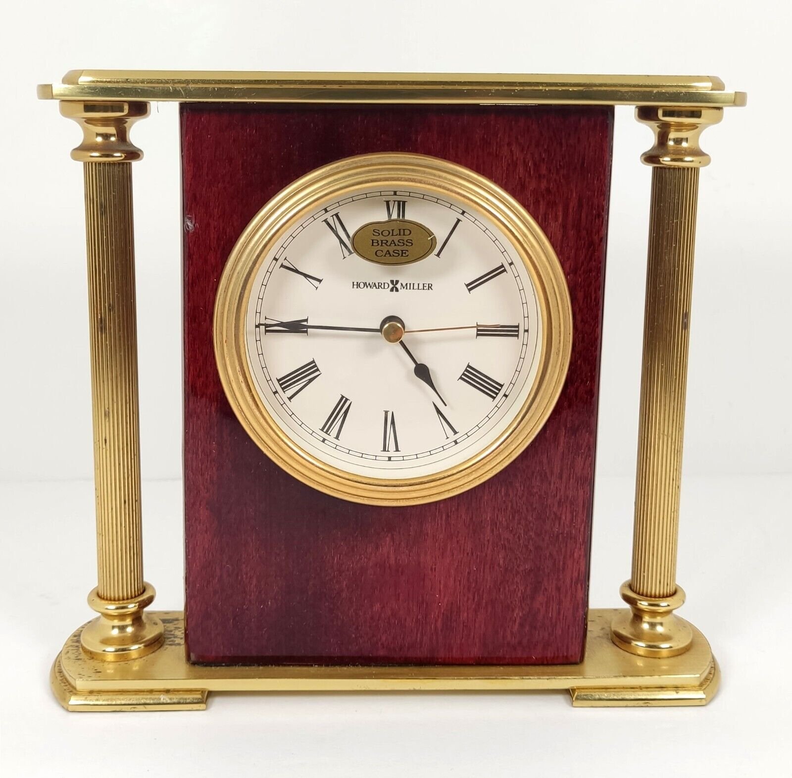 Howard Miller Rosewood Encore Bracket Brass Table Shelf Desk Clock Model 645-104