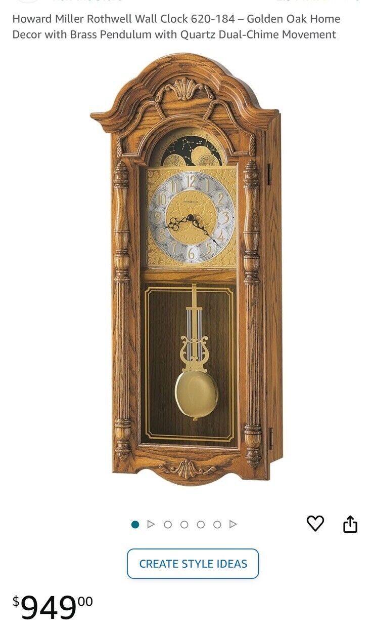 Howard Miller Rothwell 620-184 Wall Clock Dual Chime 1/4 Hour Movement