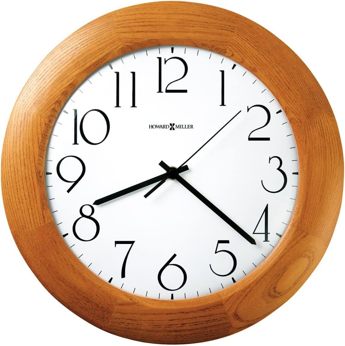 Howard Miller Santa Fe Wall Clock 12.75-Inch Champagne Oak Finish, Modern Convex