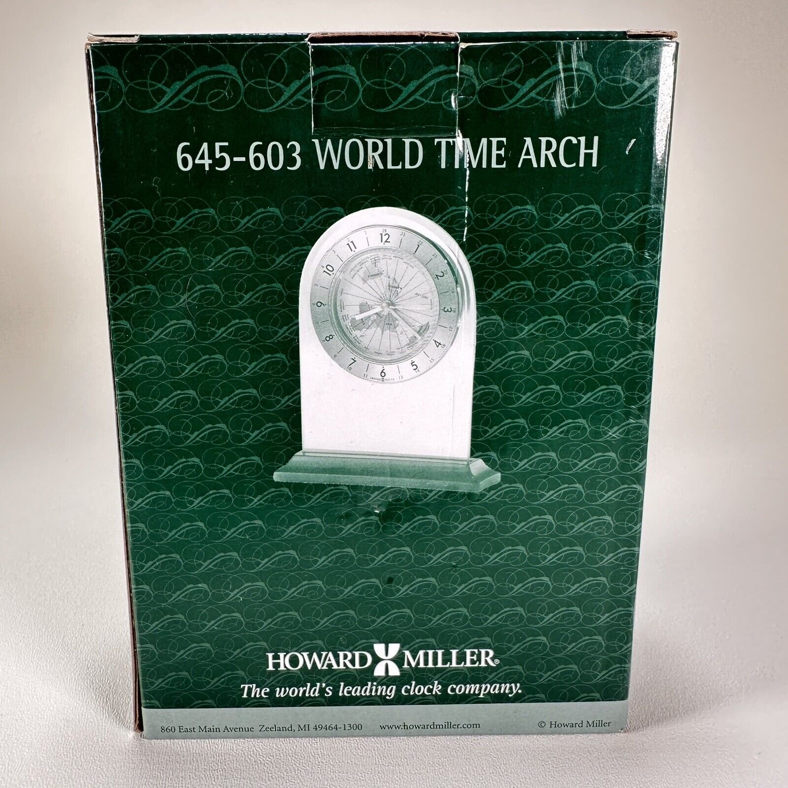 Howard Miller World Time Arch Table Clock 645603 Brass Satin Rosewood Clock