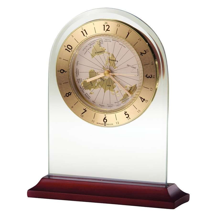 Howard Miller World Time Arch Table Clock, Rosewood base - 645603