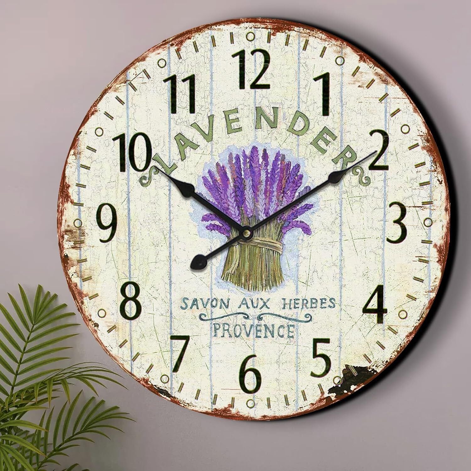 HQF 24 inch Wall Clocks Lavender Wall Clock French Clocks - Purple Lavender