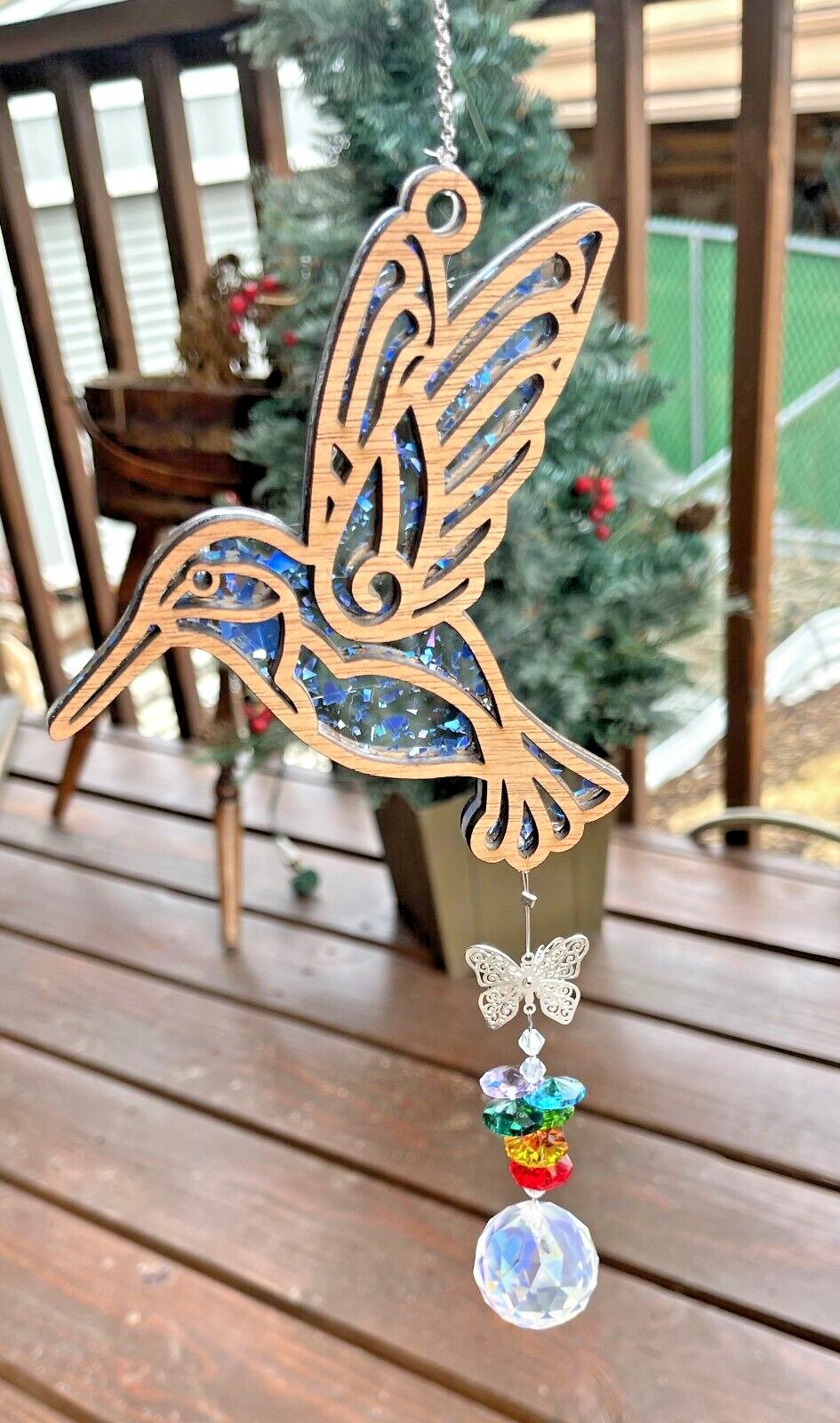 Hummingbird Suncatcher Speckled Purple