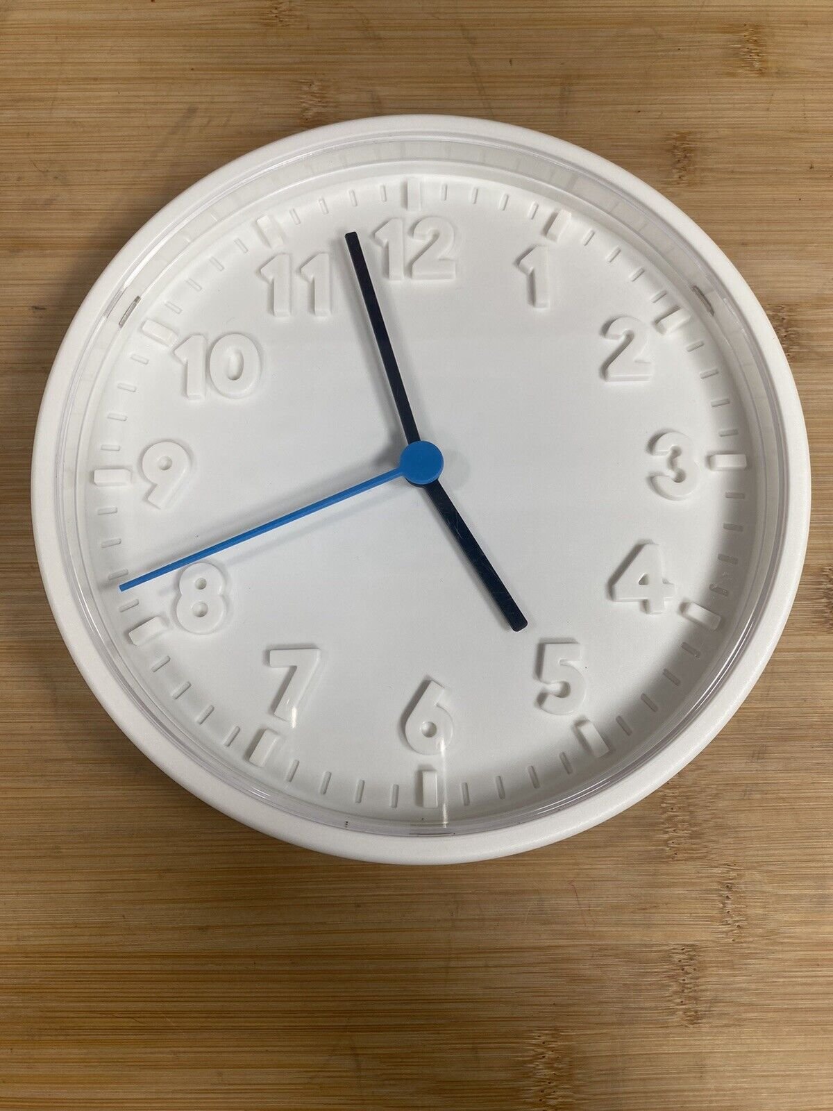 IKEA Wall Clock Stomma by Gustav Carlberg 7.75 in White Black & Blue Hands Works